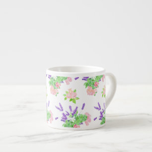 Nostalgischer Lavendel, rosa Rosen, falsche Orange Espressotasse