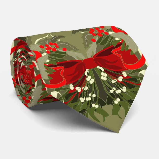Nostalgischer Mistletoe und Heilige Weihnachten Krawatte (Gerollt)