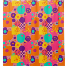 Nostalgischer Retro-Duschvorhang - Groovy Vibs Duschvorhang