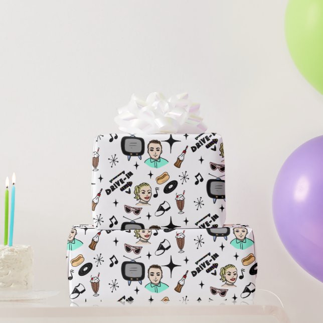 Nostalgischer Retro-Stil der 50er Jahre Geschenkpapier (Partygeschenke)