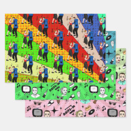 Nostalgischer Retro-Stil der 50er Jahre Geschenkpapier Set