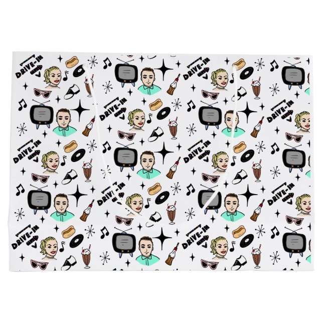 Nostalgischer Retro-Stil der 50er Jahre Große Geschenktüte (Rückseite)