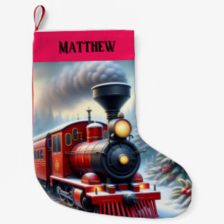 Nostalgischer roter Zug-Weihnachtsstrumpf Kleiner Weihnachtsstrumpf