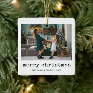 Nostalgischer Typ Fröhliches Weihnachtsfamilienf Keramikornament