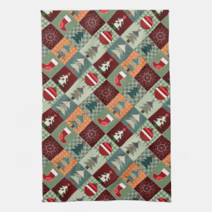 Nostalgischer vintage Ferien-Patchwork-Quilt Handtuch