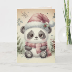 Nostalgischer Vintage-Weihnachts-Panda Antik Karte