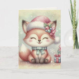 Nostalgischer Vintage-Weihnachtsfuchs Rustikalisch Karte