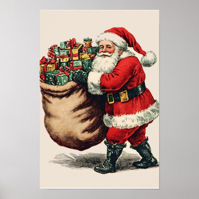 Nostalgischer Vintage-Weihnachtsmann Poster (Vorne)