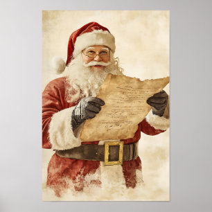 Nostalgischer Vintage-Weihnachtsmann Poster