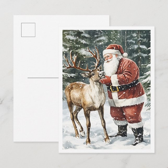 Nostalgischer Vintage-Weihnachtsmann Postkarte (Vorne/Hinten)