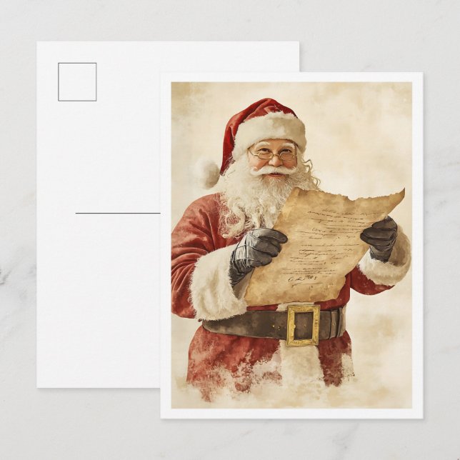 Nostalgischer Vintage-Weihnachtsmann Postkarte (Vorne/Hinten)