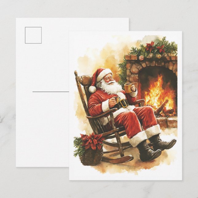 Nostalgischer Vintage-Weihnachtsmann Postkarte (Vorne/Hinten)