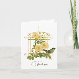 Nostalgischer Vogelkäfig und Rose Danke Karte
