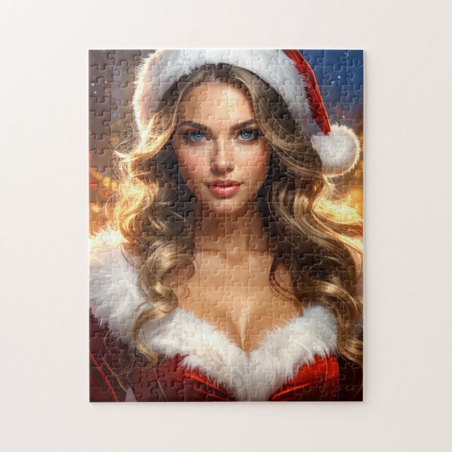 Nostalgischer Weihnachts-Santa-Mädchen (Vertikal)