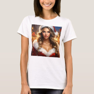 Nostalgischer Weihnachts-Santa-Mädchen T-Shirt