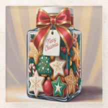 Nostalgischer Weihnachtskeks Jar Glass Untersetzer