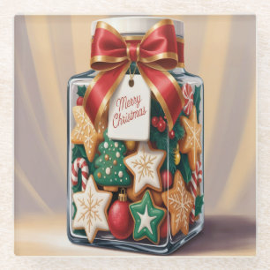 Nostalgischer Weihnachtskeks Jar Glass Untersetzer