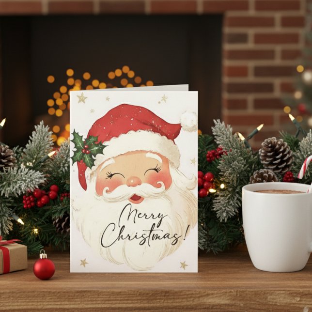 Nostalgischer Weihnachtsmann Frohe Weihnachten Per (Nostalgic Santa Claus Merry Christmas Personalized Holiday Card)