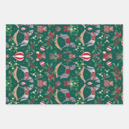 Nostalgischer Weihnachtsrocksänger Geschenkpapier Set