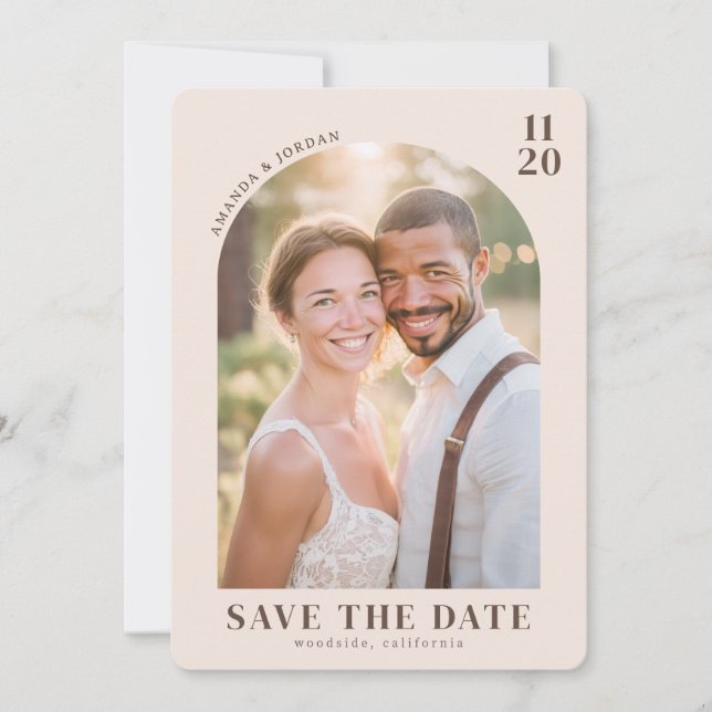 Nostalgisches Beige Vintage-Foto Save The Date (Vorderseite)
