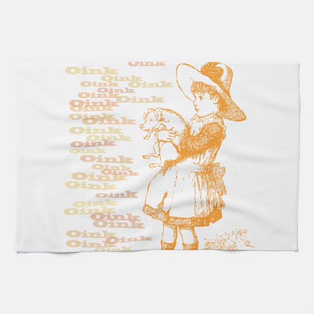 Nostalgisches Ferkel-Geschirrtuch Küchentuch (Horizontal)