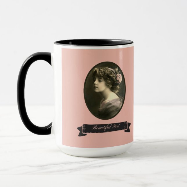 NOSTALGISCHES FOTO DES SCHÖNEN MÄDCHEN TASSE (Links)