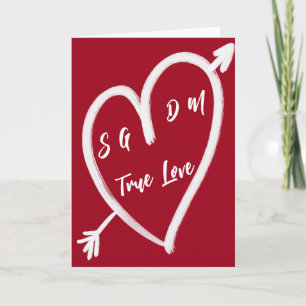 Nostalgisches Herz und Initiale Valentine Feiertagskarte