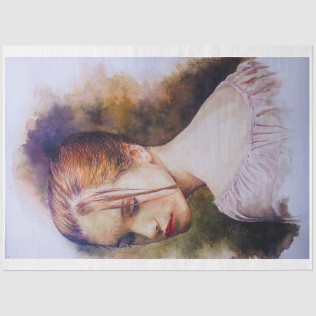 Nostalgisches Mädchen in rosa Gewebepapier Seidenpapier (Vorderseite)