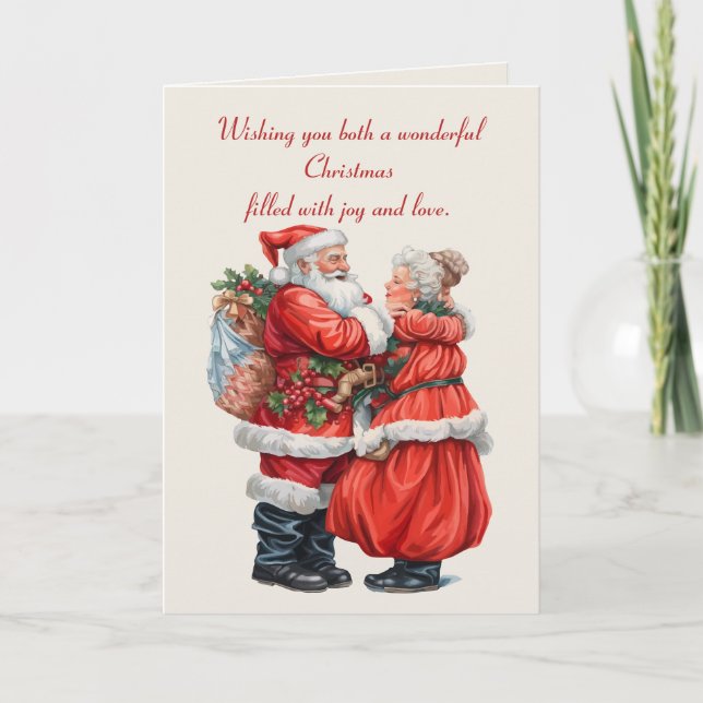 Nostalgisches Mr- und Mrs-Claus festliches Weihnac Karte (Vorderseite)