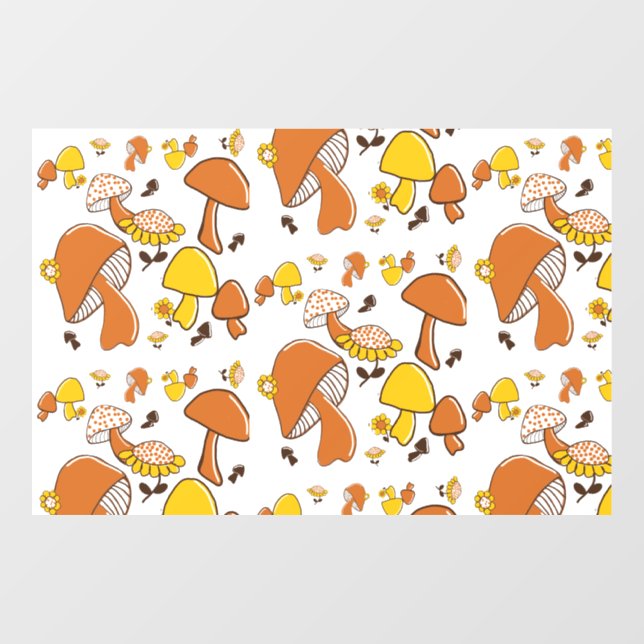 Nostalgisches Mushroom-Muster Fensteraufkleber (Blatt)
