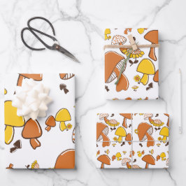 Nostalgisches Mushroom-Muster Geschenkpapier Set