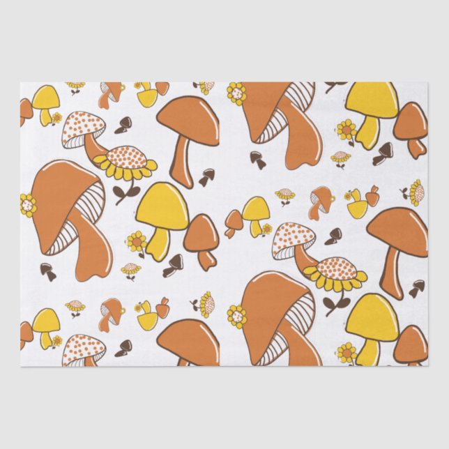 Nostalgisches Mushroom-Muster Seidenpapier (Vorderseite)