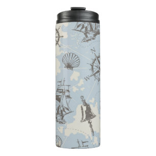 Nostalgisches nautisches Motivmuster Thermosbecher