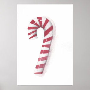 Nostalgisches Pfefferminz-Zuckerstangen-Wasserfarb Poster