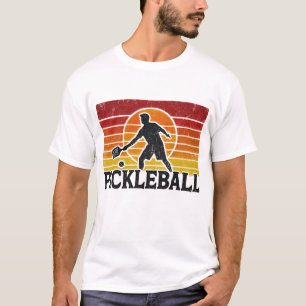 Nostalgisches Pickleball-Paddel- und Spieler-Grafi T-Shirt