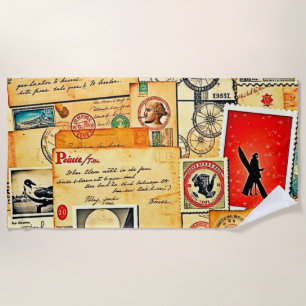 Nostalgisches Postdesign Strandtuch