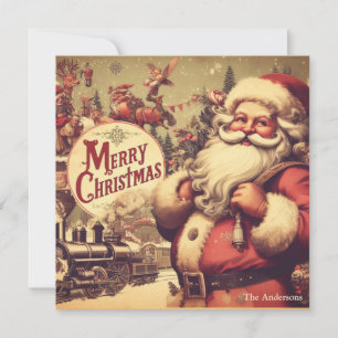 Nostalgisches Retro-Weihnachtsmann lächelnd gedämp Feiertagskarte