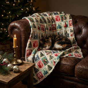 Nostalgisches Weihnachtsmuster der Briefmarke Fleecedecke