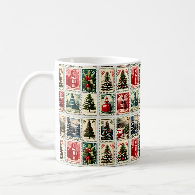 Nostalgisches Weihnachtsmuster der Briefmarke Kaffeetasse (Links)