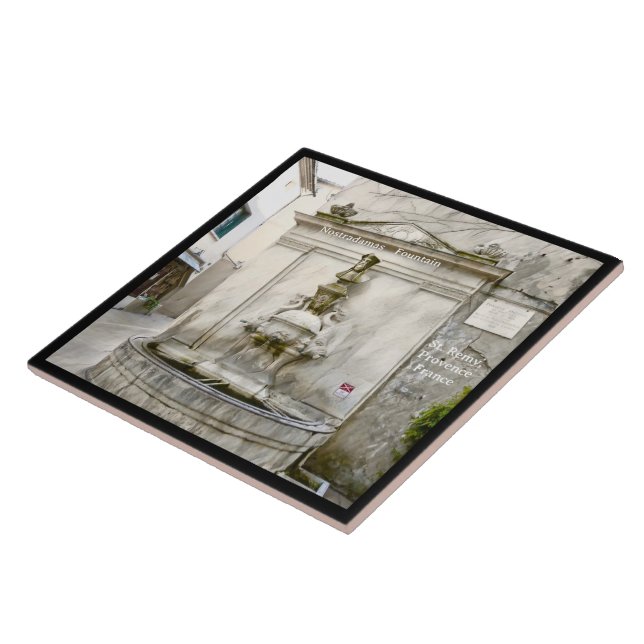 Nostradamas Fountain, St Remy, France Ceramic Tile Fliese (Seite)