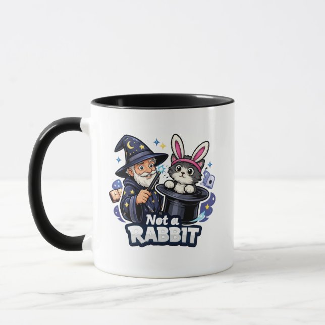 Not a Rabbit – Wizard Pulling Cat Funny Tasse (Links)