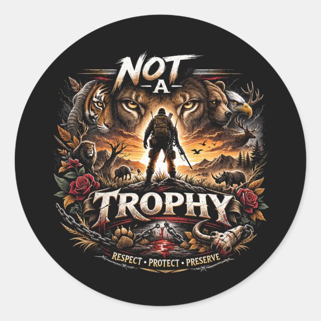 Not a Trophy Runder Aufkleber (Vorderseite)