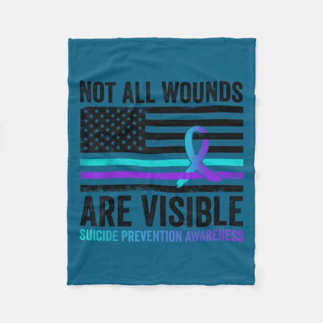 Not All Wounds Are Visible American Flag Suicide P Fleecedecke (Vorderseite)
