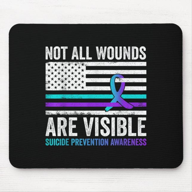 Not All Wounds Are Visible American Flag Suicide P Mousepad (Vorne)