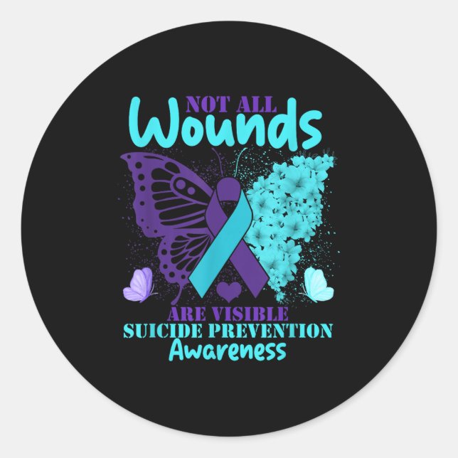 Not All Wounds Are Visible Suicide Awareness  Runder Aufkleber (Vorderseite)