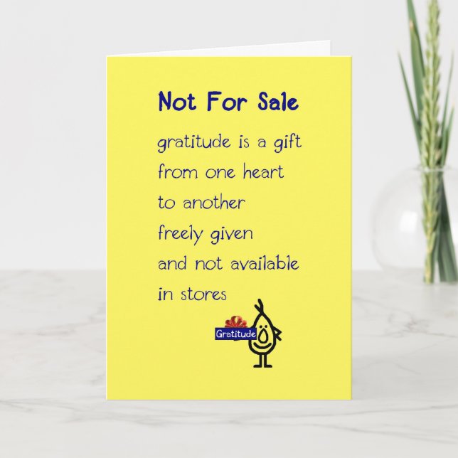 Not For Sale - ein lustiges Dankesgedicht Dankeskarte (Vorderseite)
