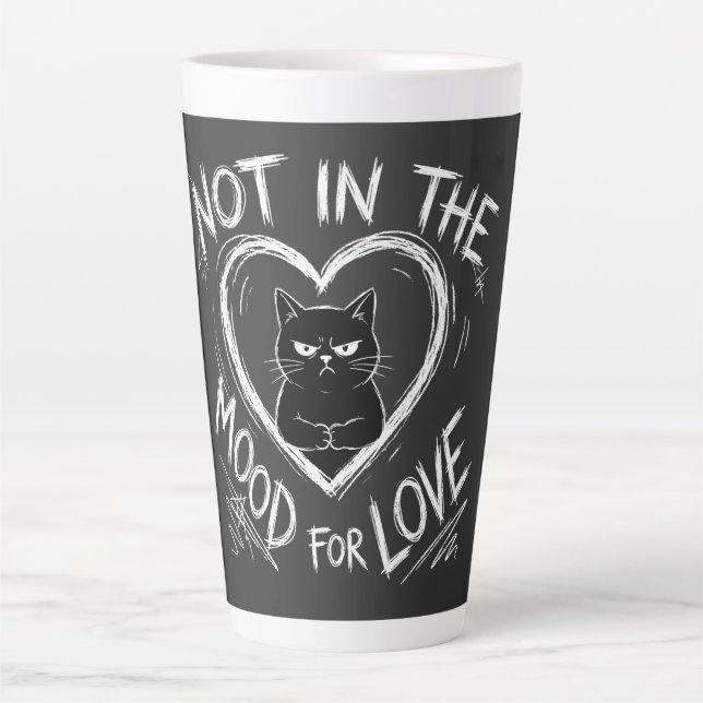 Not In The Mood For Love Grumpy Cat Sarcastic Milchtasse (Vorderseite)