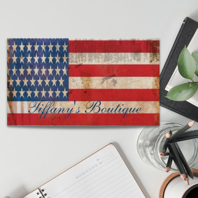 Not leidende amerikanische Flagge Patriotische Kon Visitenkarte (distressed american flag Patriotic construction Business Card)