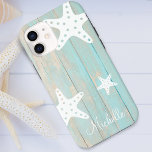 Not leidende Imitate Beach Wood Starfish Personali Case-Mate iPhone Hülle<br><div class="desc">Bedrückte tropische Imitate aus Holz mit drei weißen,  grafischen Seestern und personalisierten Handy-Gehäuse.</div>