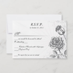 Not leidende Viktorianische Vintage Tattoo Rose UA RSVP Karte